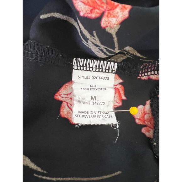 Sienna Sky- Black Floral Print Blouse Womens Size Medium - Picture 5 of 8